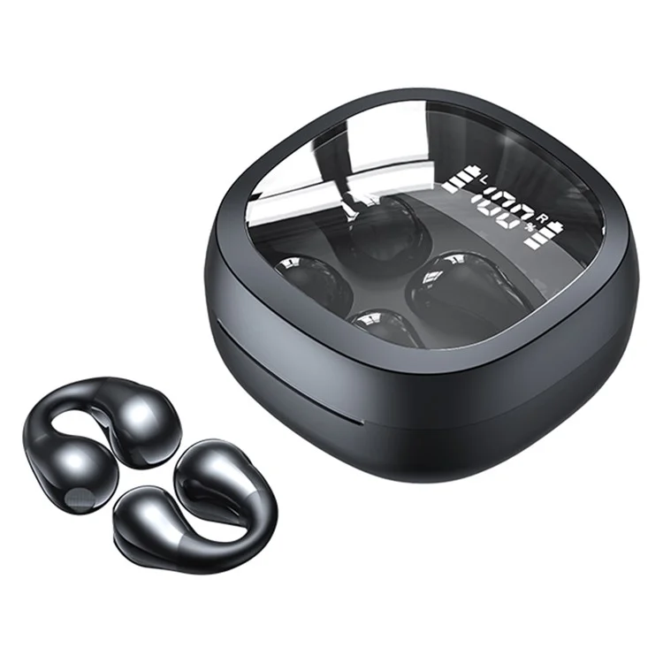 JR01 Bluetooth-compatible Headset Headphone Wireless Ear Hook Design Earphone with Charging Bin - Black