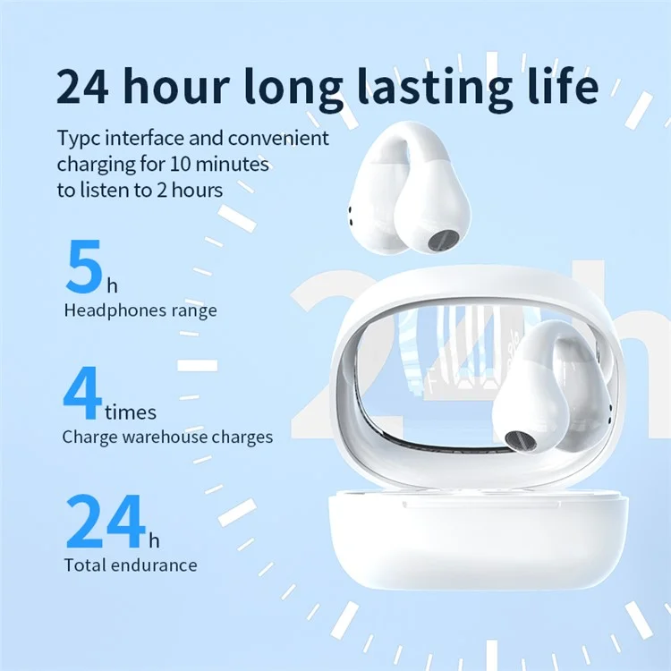 JR01 Bluetooth-compatible Headset Headphone Wireless Ear Hook Design Earphone with Charging Bin - Black