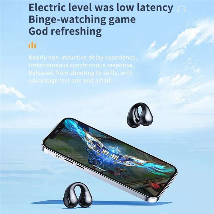 JR01 Bluetooth-compatible Headset Headphone Wireless Ear Hook Design Earphone with Charging Bin - Black