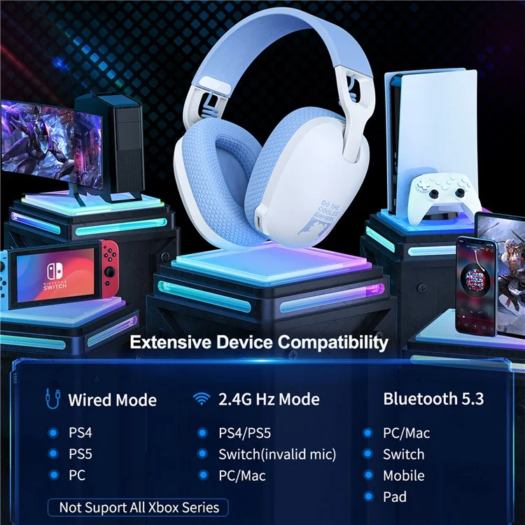 ONIKUMA B2 2,4G kabellos / Bluetooth / kabelgebunden Over-Ear-Kopfhörer Stereo Bluetooth Gaming Music Headset - Weiß