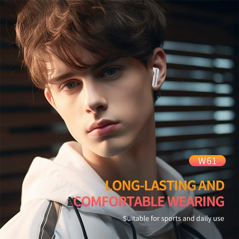 CELEBRAT W61 Bluetooth-compatible 5.3 Semi-in-ear Bluetooth-compatible Headphone Stereo Sound Wireless Earphones - White