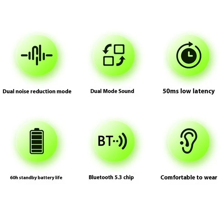 CELEBRAT W55 TWS Bluetooth-compatible In-Ear Earphone ANC+ENC Noise Reduction Wireless Music Headset - Black