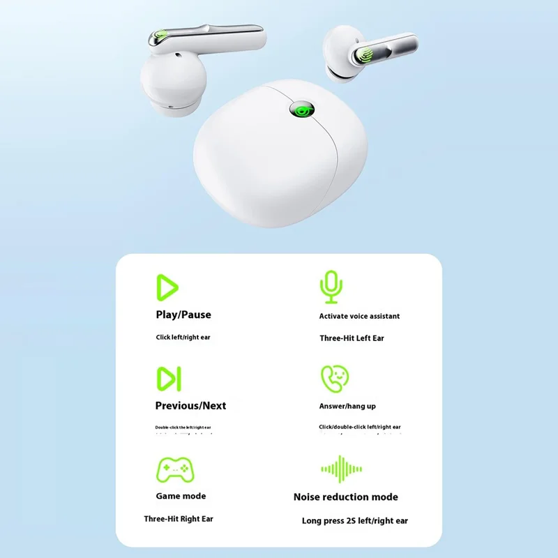 CELEBRAT W55 TWS Bluetooth-kompatibla In-Ear Hörlurar ANC+ENC Brusreducering Trådlös Musikheadset - Vit