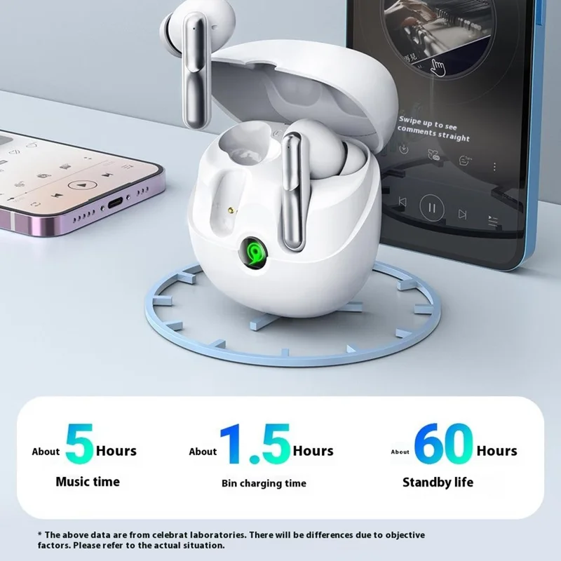 CELEBRAT W55 TWS Bluetooth-kompatibla In-Ear Hörlurar ANC+ENC Brusreducering Trådlös Musikheadset - Vit