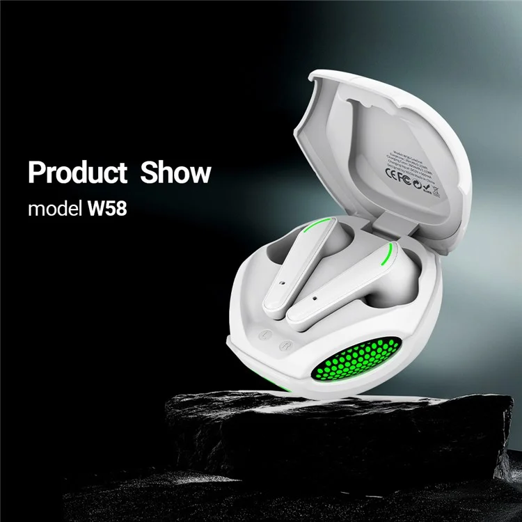 CELEBRAT W58 Cobra Design Cuffie Bluetooth TWS In-Ear Stereo Wireless Music Headset - Bianco