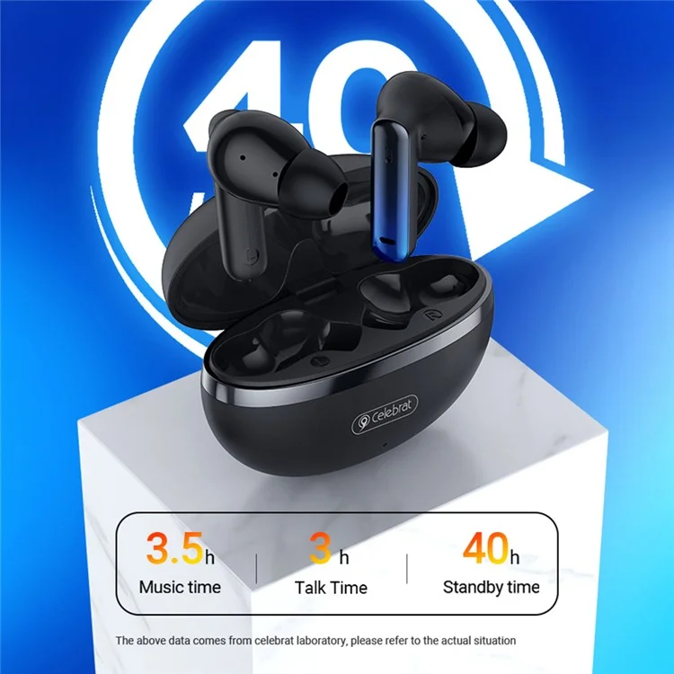 CELEBRAT W53 TWS Auricolari Bluetooth In-Ear ANC+ENC Riduzione del rumore Cuffie stereo per musica - Nero