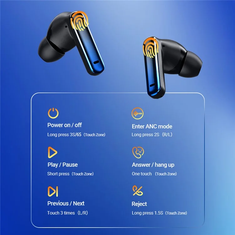 CELEBRAT W53 TWS Auricolari Bluetooth In-Ear ANC+ENC Riduzione del rumore Cuffie stereo per musica - Nero
