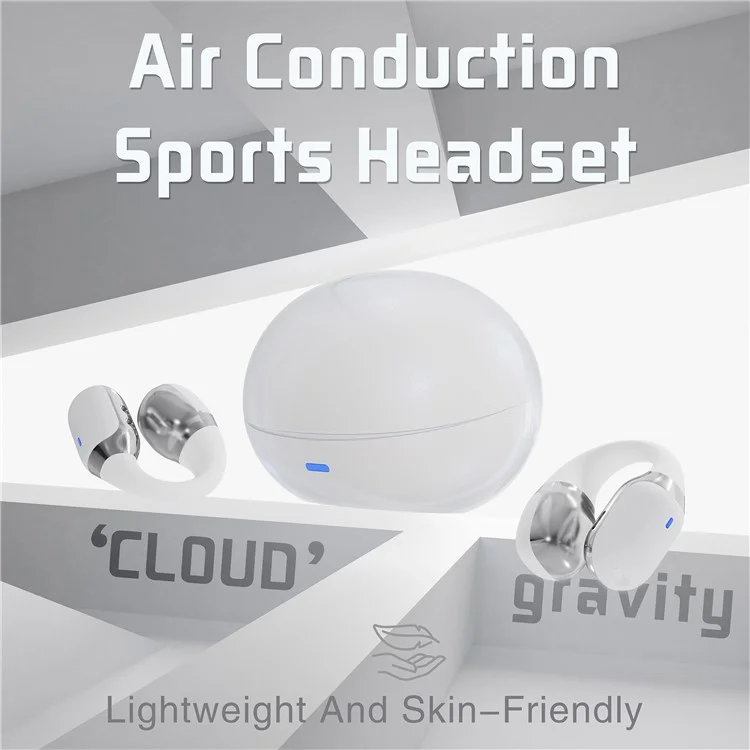 F16 Ear Clip Bluetooth-compatible Air Conduction Earphone Wireless Sports Stereo Music Headset - White