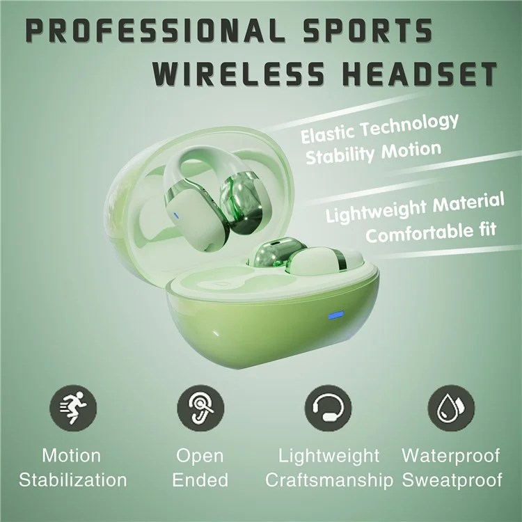 F16 Ear Clip Bluetooth-compatible Air Conduction Earphone Wireless Sports Stereo Music Headset - White
