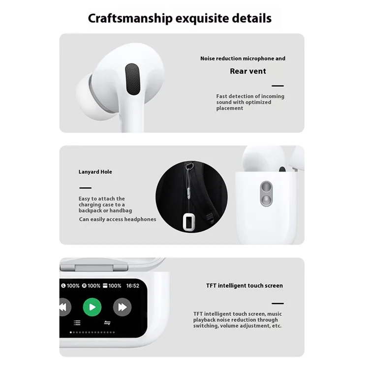 WIWU T22 In-Ear Bluetooth-compatible Headset HiFi Sound Wireless Earphone with Touch Screen Charging Bin