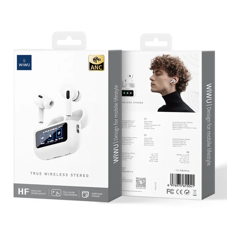 WIWU T22 In-Ear Bluetooth-compatible Headset HiFi Sound Wireless Earphone with Touch Screen Charging Bin