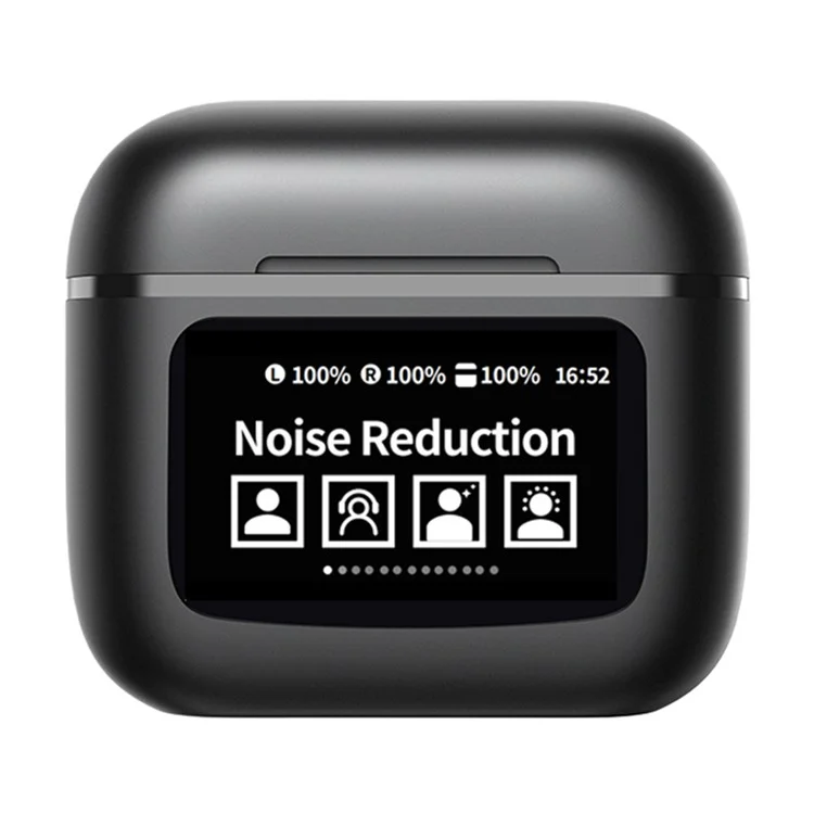 YW09 In-Ear Bluetooth-compatible Headphone Sports Earphone with LCD Touch Screen Charging Bin - Black