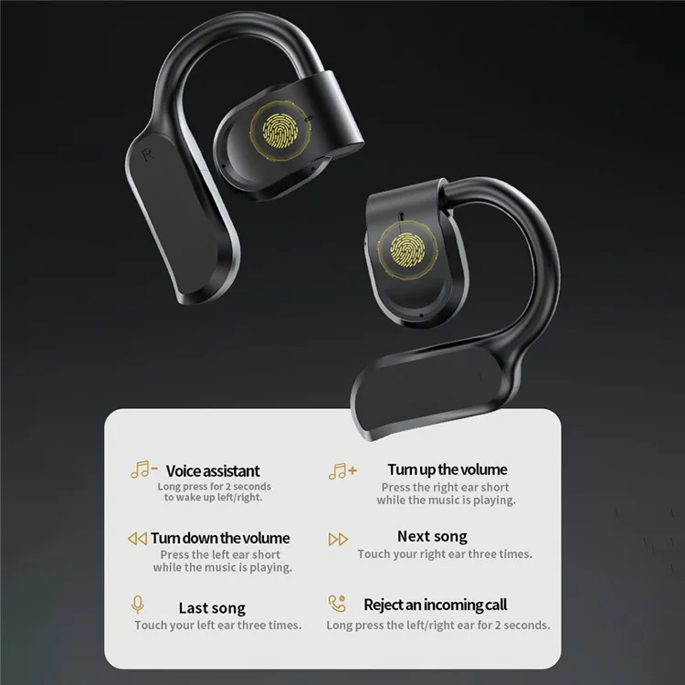 GT05 Bone Conduction Wireless Headphone Sports Earphone Ear Hook Bluetooth-compatible Headset - Black