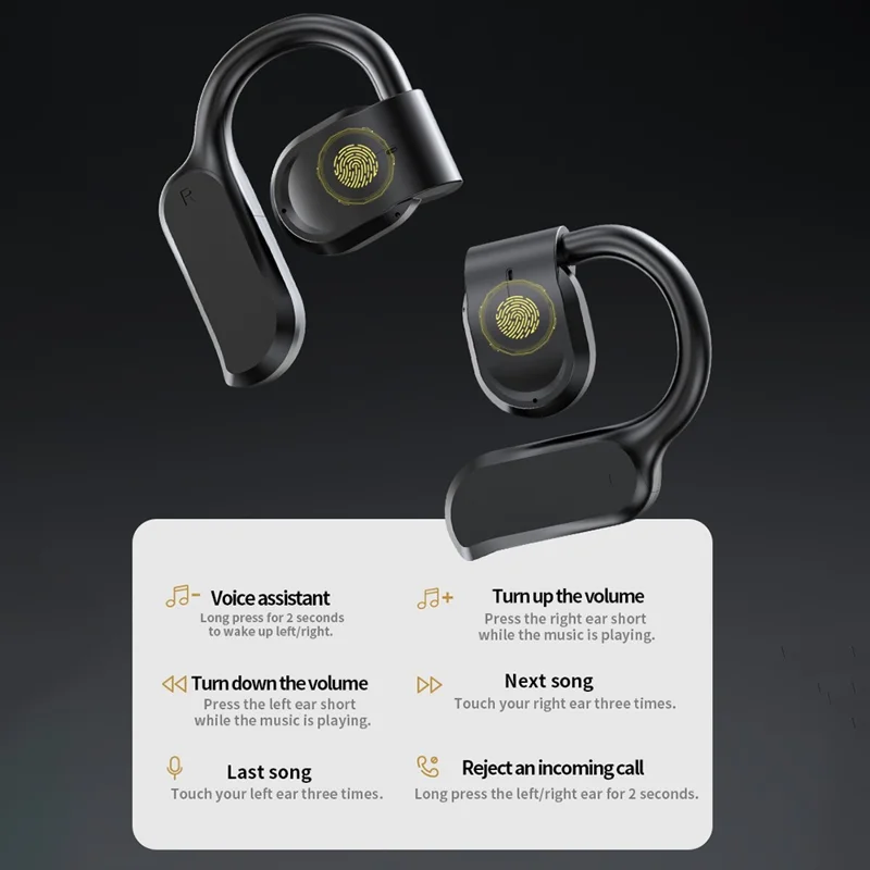GT05 Auricolari wireless a conduzione ossea Cuffia sportiva Gancio per orecchie Auricolare Bluetooth - Bianco