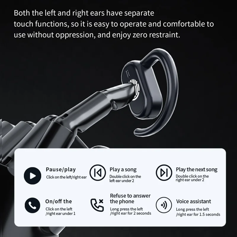 GT04 Ear Hook Bluetooth-compatible Headset Bone Conduction Wireless Headphone Sports Earphone - White