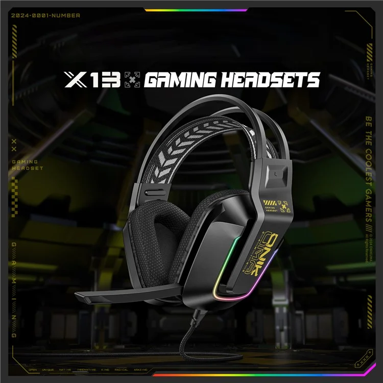 ONIKUMA X13 3.5mm+USB Wired Over-Ear Headphone E-Sports Gaming Headset with RGB Light
