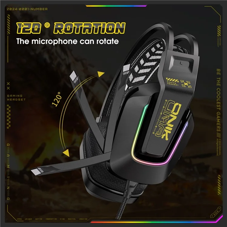 ONIKUMA X13 3.5mm+USB Wired Over-Ear Headphone E-Sports Gaming Headset with RGB Light