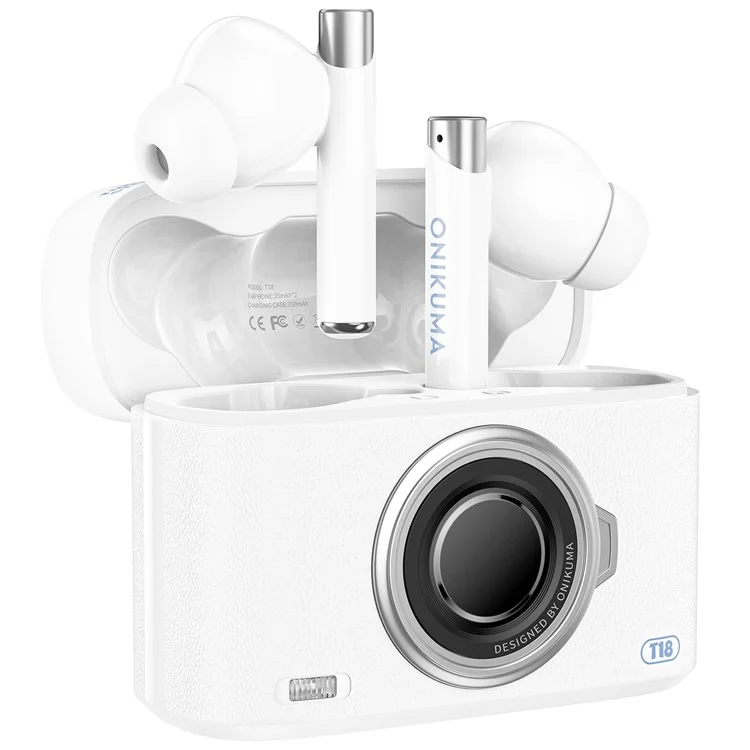 ONIKUMA T18 TWS Bluetooth-compatible Earphone Noise Cancelling Low Latency Gaming Music Headset - White