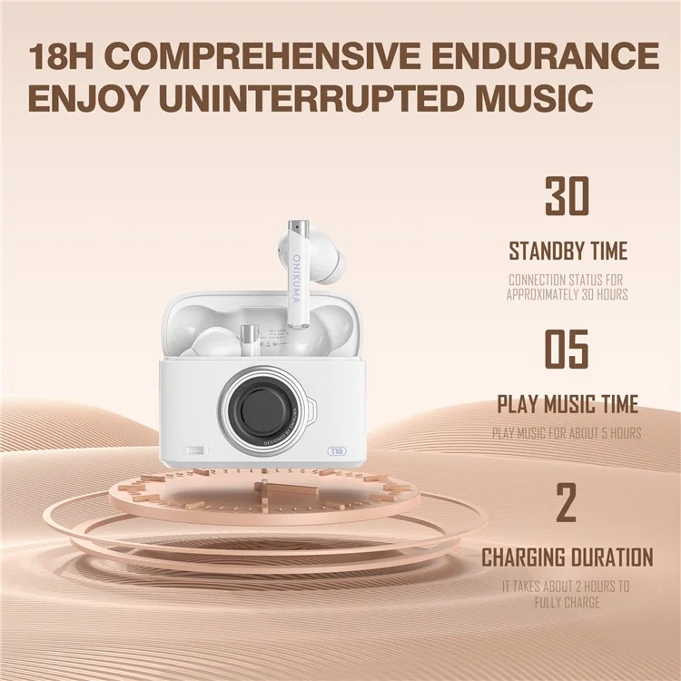 ONIKUMA T18 TWS Bluetooth-compatible Earphone Noise Cancelling Low Latency Gaming Music Headset - White