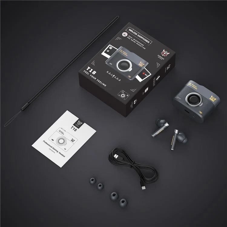 ONIKUMA T18 TWS Bluetooth-compatible Earphone Noise Cancelling Low Latency Gaming Music Headset - Black