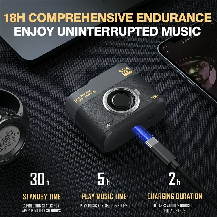 ONIKUMA T18 TWS Bluetooth-compatible Earphone Noise Cancelling Low Latency Gaming Music Headset - Black