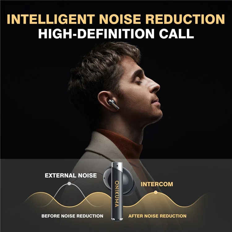 ONIKUMA T18 TWS Bluetooth-compatible Earphone Noise Cancelling Low Latency Gaming Music Headset - Black