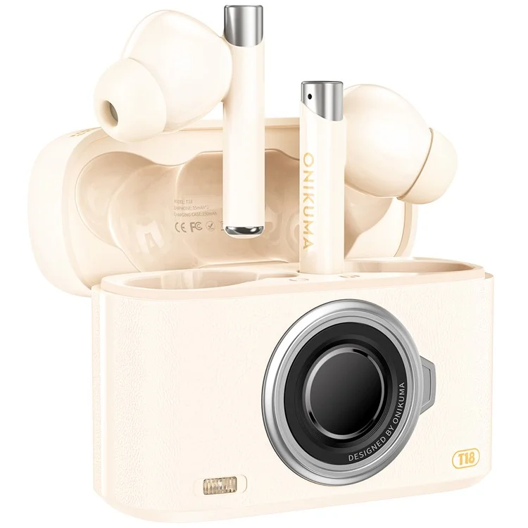 ONIKUMA T18 TWS Bluetooth-compatible Earphone Noise Cancelling Low Latency Gaming Music Headset - Beige