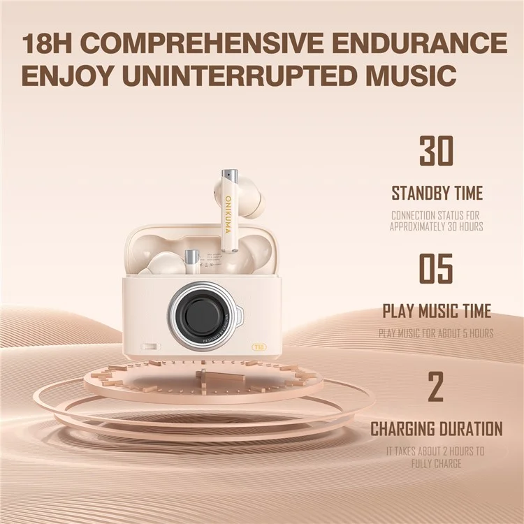 ONIKUMA T18 TWS Bluetooth-compatible Earphone Noise Cancelling Low Latency Gaming Music Headset - Beige
