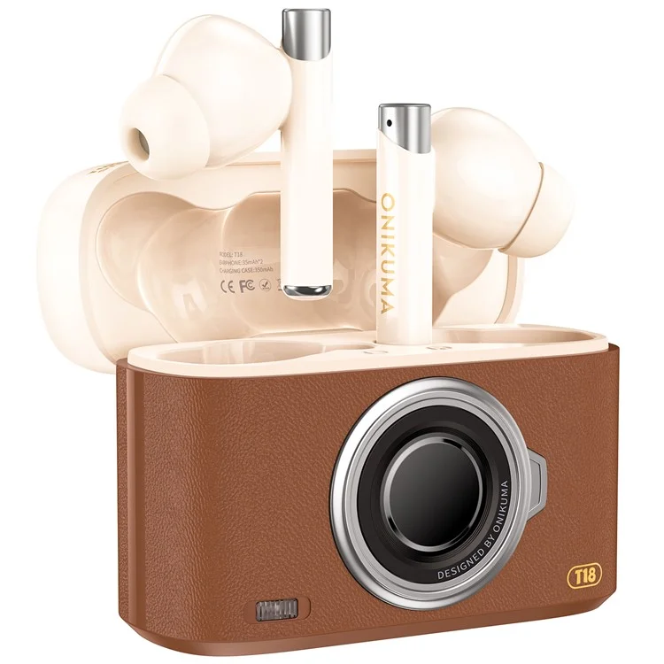 ONIKUMA T18 TWS Bluetooth-compatible Earphone Noise Cancelling Low Latency Gaming Music Headset - Brown