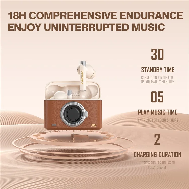 ONIKUMA T18 TWS Bluetooth-compatible Earphone Noise Cancelling Low Latency Gaming Music Headset - Brown