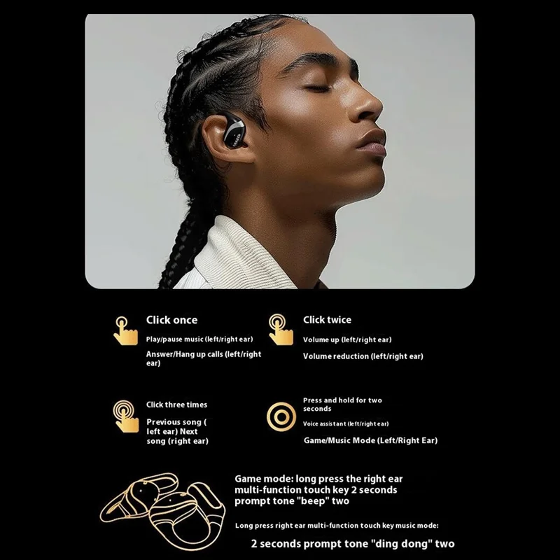 LENOVO Erazer X9 TWS Bluetooth-compatible HiFi Music Earphone Ear Hanging Non-in-ear Headset - White