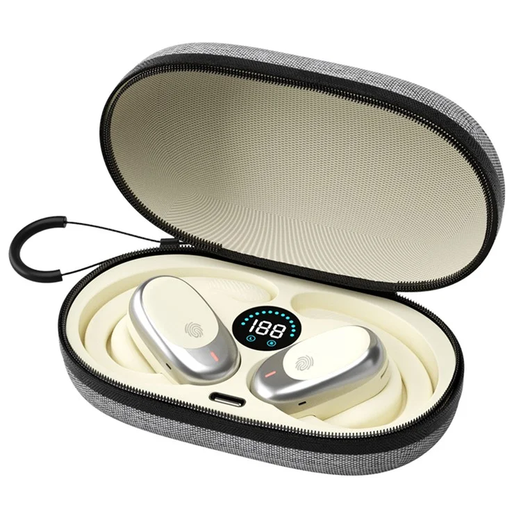 Casque Bluetooth QH-006 OWS Rotatable Ear Hook Sports avec boîtier de charge en coque dur en nylon - Nude