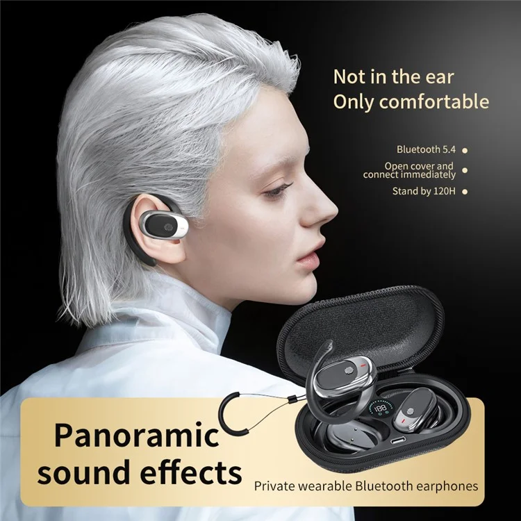 Casque Bluetooth QH-006 OWS Rotatable Ear Hook Sports avec boîtier de charge en coque dur en nylon - Nude