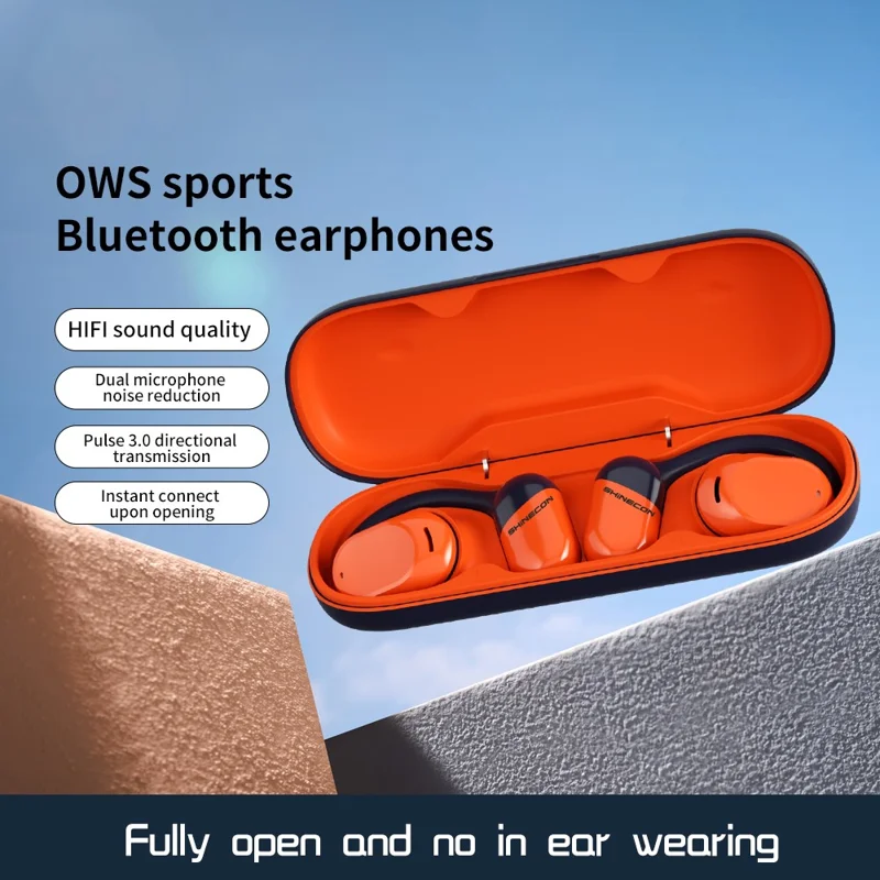 QH-010 OWS Bluetooth-compatible Headset  Ear Hook Wireless Headphone Noise Reduction Earphone - Orange
