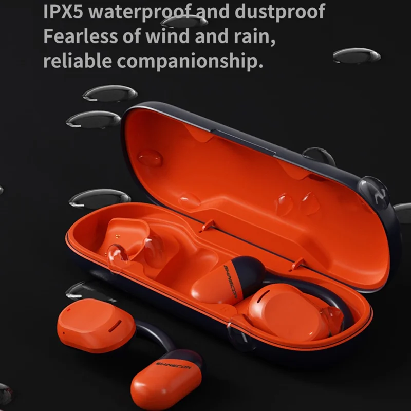 QH-010 OWS Bluetooth-compatible Headset  Ear Hook Wireless Headphone Noise Reduction Earphone - Orange