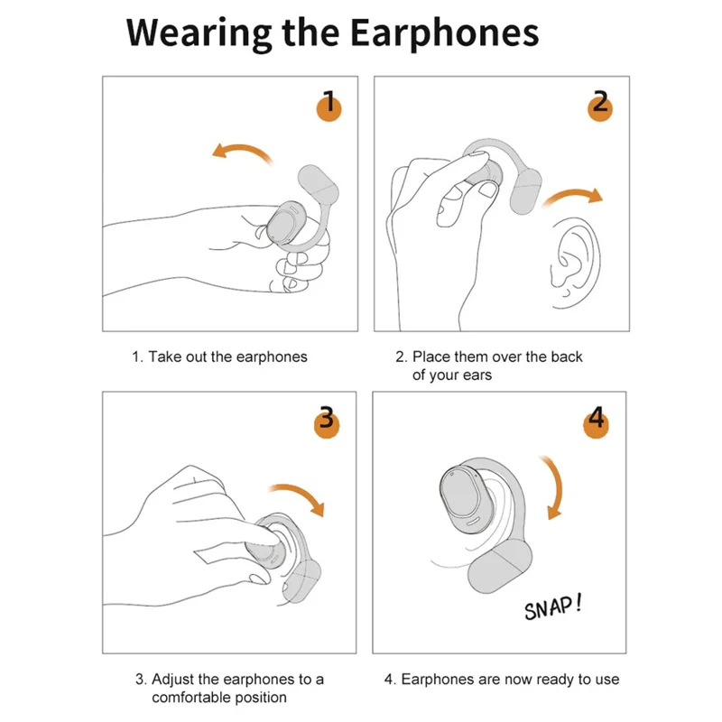 QH-010 OWS Bluetooth-compatible Headset  Ear Hook Wireless Headphone Noise Reduction Earphone - Orange