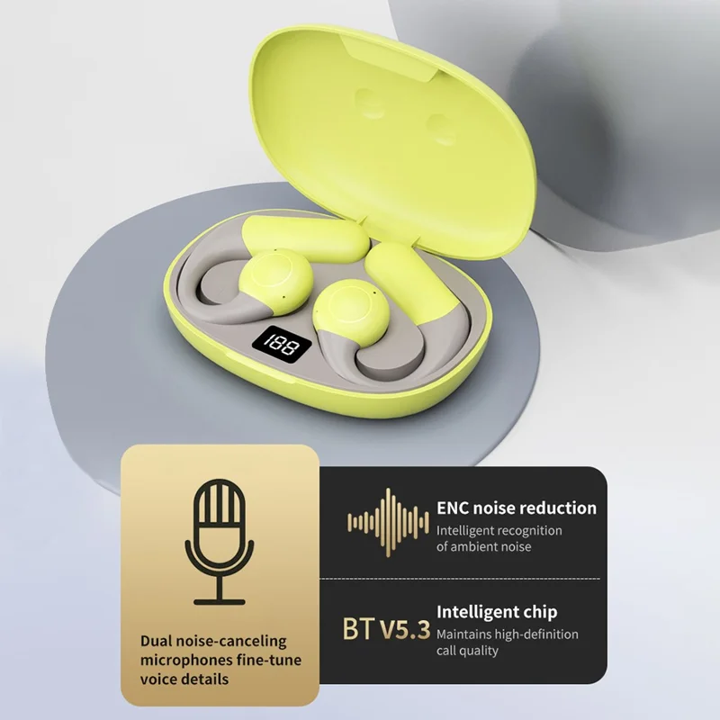 SHINECON QH-003 OWS Non-In-Ear Bluetooth-compatible 5.3 Music Earphone Ear Hook ENC Noise Reduction Headset - Blue