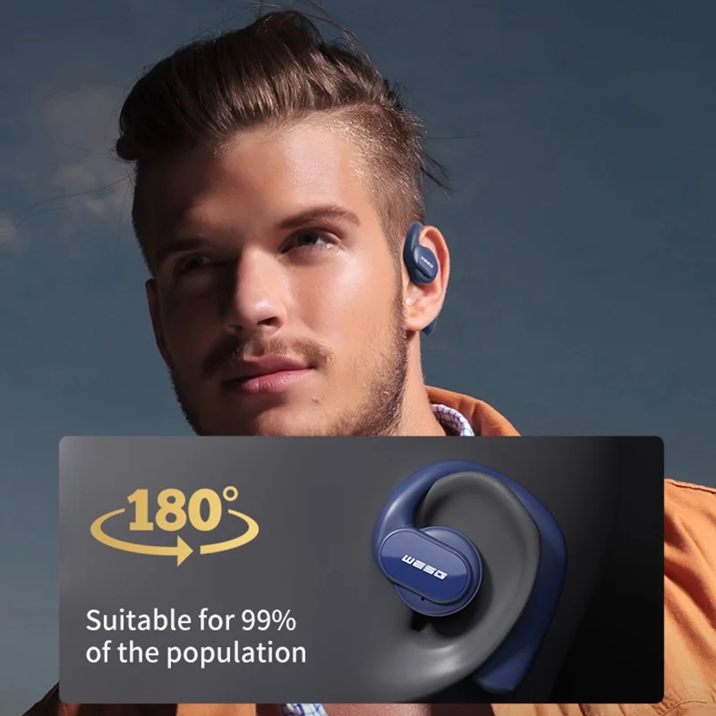 WG-09 ENC Noise Reduction Bluetooth-compatible Headset Ear Hook Wireless Headphone Waterproof Earphone - Blue