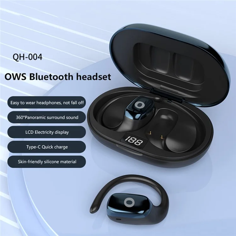 SHINECON QH-004 HiFi Sound Bluetooth-compatible 5.1 Earphones Noise Reduction OWS Open Ear Sports Headphones - Blue