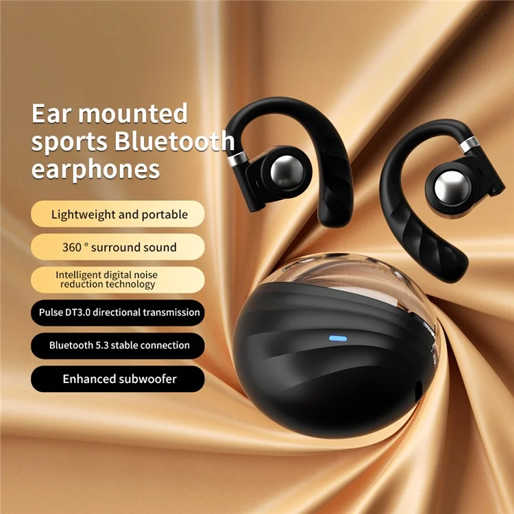 WESG WG-06 OWS Air Conduction Bluetooth Earphone Ear Hanging Sports Music Headset - Noir