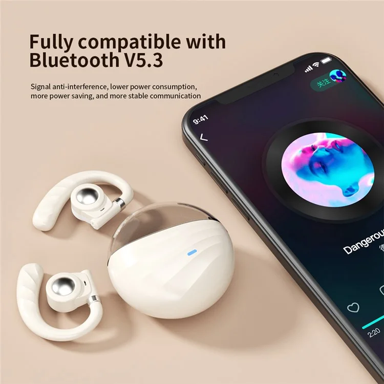 WESG WG-06 OWS Air Conduction Bluetooth Earphone Ear Hanging Sports Music Headset - Noir