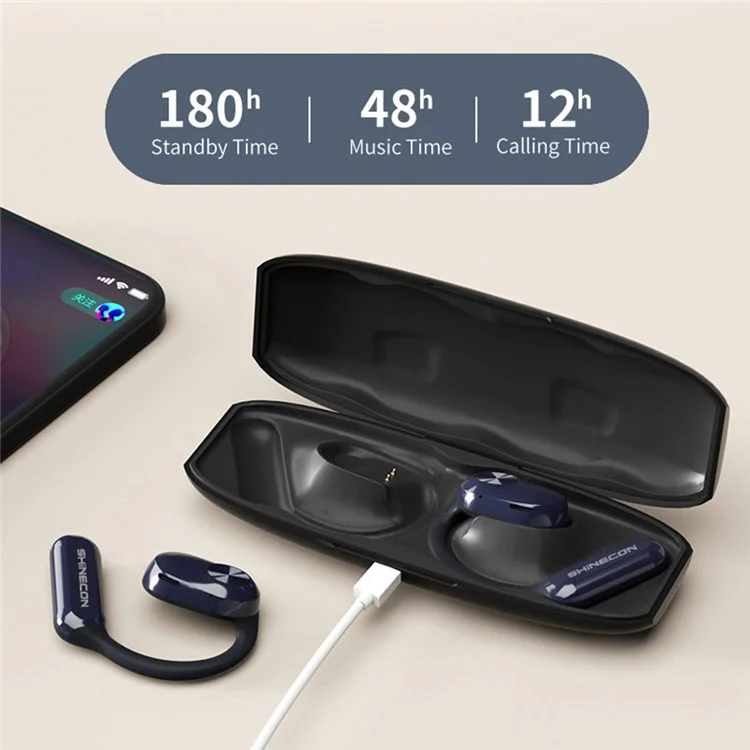 QH-001 OWS Bluetooth-compatible Sports Earphone ENC Noise Reduction Ear Hanging Music Headset - Blue