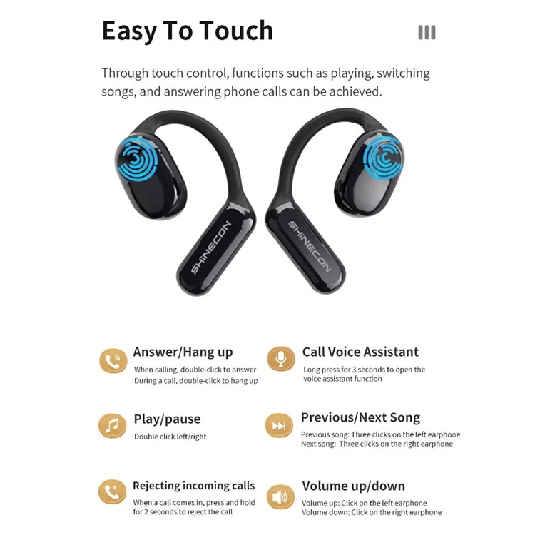 QH-001 OWS Bluetooth-compatible Sports Earphone ENC Noise Reduction Ear Hanging Music Headset - Blue