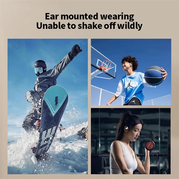 T19 OWS Ear Hook Bluetooth-compatible Headset Wireless Headphone Waterproof Earphone - Skin Color