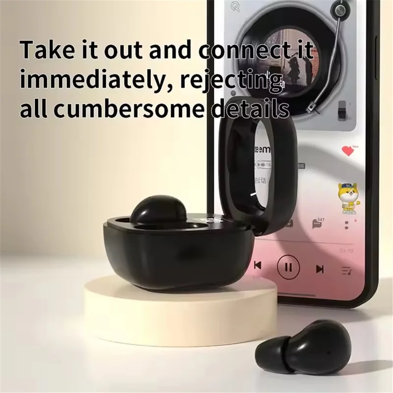 SK19 Mini Wireless Earphone Bluetooth-compatible Headphone Sleep Noise Cancelling Earbud - White