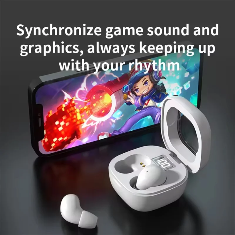 SK19 Mini Wireless Earphone Bluetooth-compatible Headphone Sleep Noise Cancelling Earbud - White