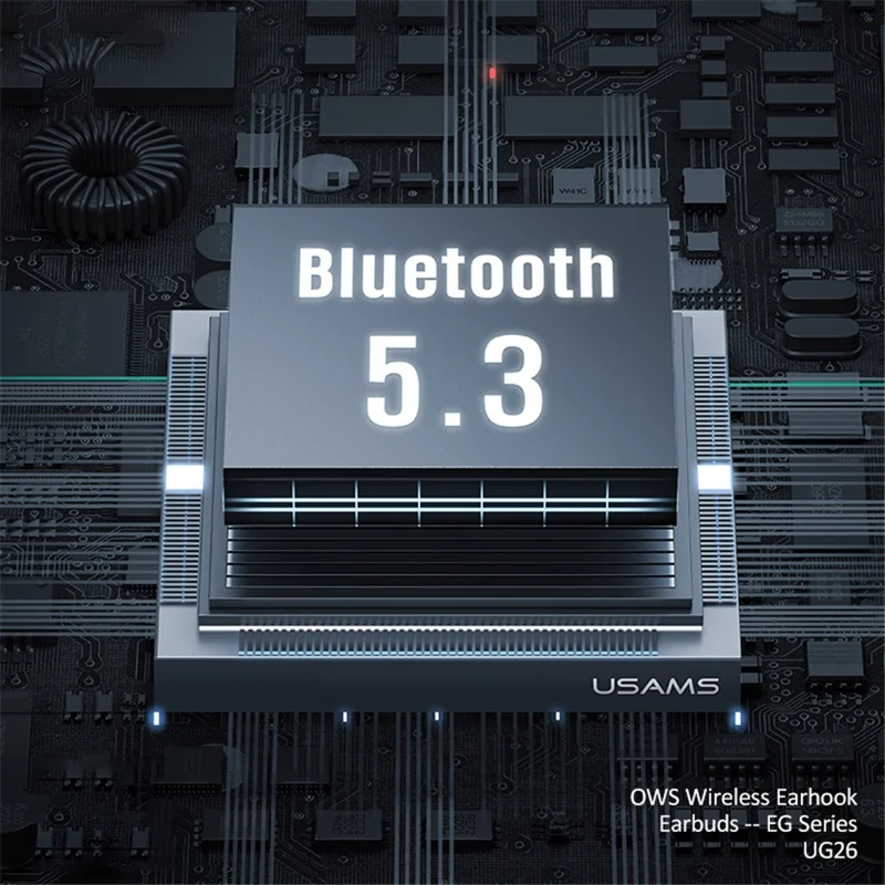 USAMS UG26 OWS Wireless Earhook Earbuds Bluetooth-compatible 5.3 Headset, EG Series - Black