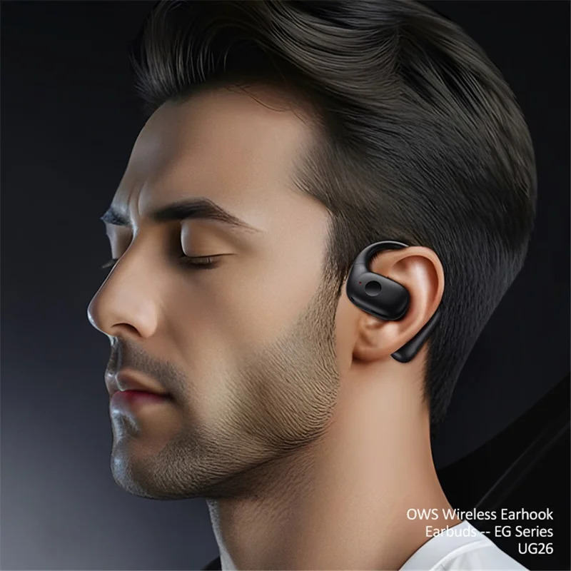 USAMS UG26 OWS Wireless Earhook Earbuds Bluetooth-compatible 5.3 Headset, EG Series - Black