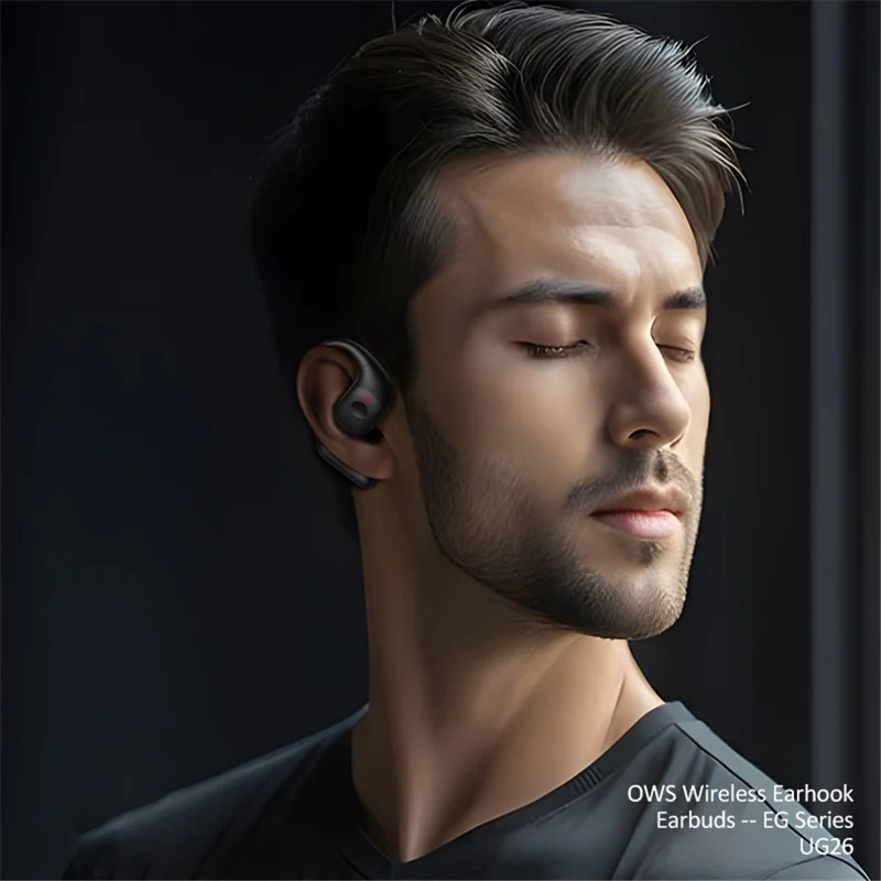 USAMS UG26 OWS Wireless Earhook Earbuds Bluetooth-compatible 5.3 Headset, EG Series - Black