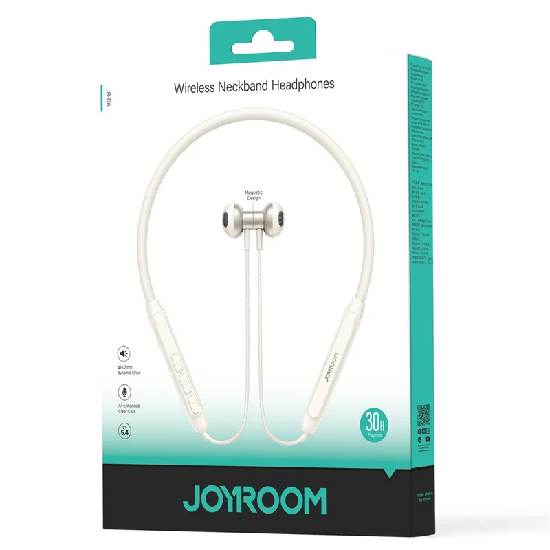 JOYROOM JR-D8 Neckband Wireless Earphone Low Latency Bluetooth-compatible 5.4 Headphone - Beige